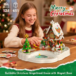 Christmas Gingerbread House Building Set With Magnetic Base, Magnetic Santa Claus Interactive Christmas Tree With Music And Snowmen Building Block Toy Holiday Train Gift For Kids Or Adults