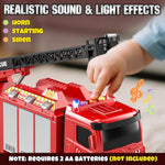 Fire Truck Toy For 2 3 4 5 Years Old Boys, Fire Trucks Playset With Rotating Ladder, Realistic Lights & Sounds, Birthday Gifts For Toddlers 2+