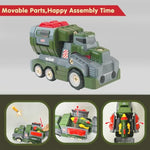 11Inches Large Take Apart Toys Army Trucks For Boys Girls Kids 3-5 6-8 Year Old Military Missile Vehicles Electric Drill Set Assembly Toy Gifts