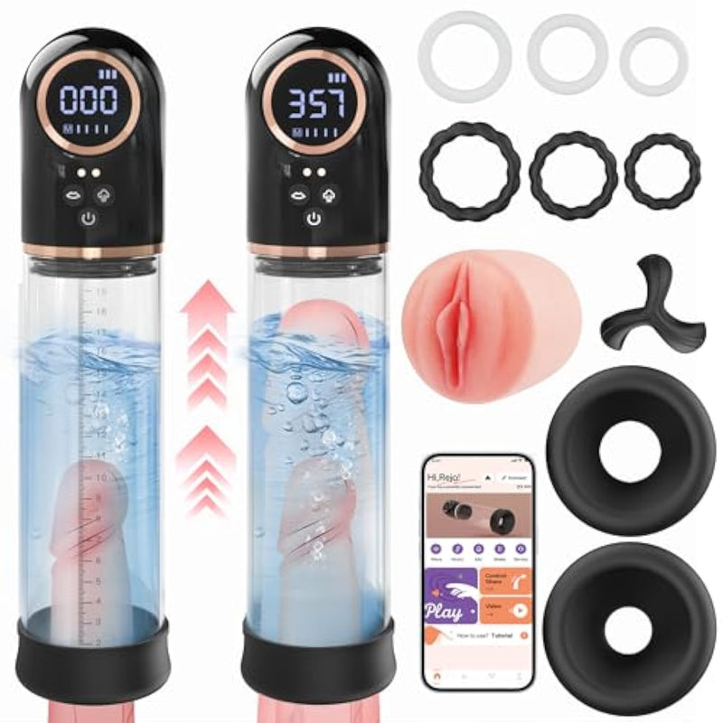 Electric Penis Pump For Male Sex Toys - Pumps & Enlargers, Male Masturbator With 4 Suction Intensities And App Customized Modes, Adult Sex Toys For Men Erection Dick Pump With Cock Ring & Pocket Pussy