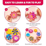 Poke-In Craft Flower Crowns, Poke Art for Kids Ages 4-8, Punch Tufting Kit for Mess-Free Fun