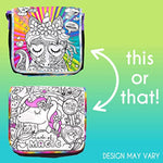 Color Your Own Unicorn Doodle Messenger Bag with Adjustable Strap