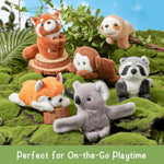 6Pcs Stuffed Animal Slap Bracelets For Kids, 10'' Safari Animal Plush Wrist Snap Bracelets Bulk Jungle Safari Party Favors Birthday Supplies, Red Panda Sloth Koala Raccoon Monkey Fox Plush Toy