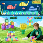 Magnetic Tiles Toddler Toys Magnetic Building Blocks For Kids Ages 3-12 Stem Educational Toys For Girls & Boys Sensory Play For Preschool Learning Birthday Toddler Xmas Gifts