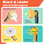 Stem Kit 10-In-1 Science Experiments & Projects For Kids Ages 5-12 | Engineering Building Toy, Electronic Motor Robot Craft For Boys & Girls, Outdoor Summer Gift