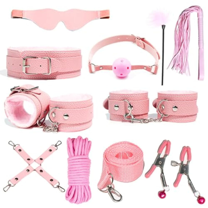 Bondage For Sex 10 Pcs Bdsm Leather Bondage Sets,Restraint Kits Straps Hand Ankle Cuffs For Women And Couples Adults Sex Toys