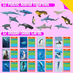 12 Pcs Plastic Marine Animal Figurines With 12 Introduction Flashcards, Ocean Animals Learning Recognition Cards Realistic Undersea Animal Figures Educational Learning Toy Set For Kids, Classroom