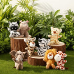 8 Pcs Mini Jungle Stuffed Animals Keychain 5.9 Inch Safari Stuffed Plush Toys Keychain Decoration For Animal Theme Party Filler Favor Carnival Prizes