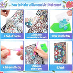 2 Pcs Diamond Art Painting Kit for Kids, Notebook & Gem Craft Set Ages 5-10