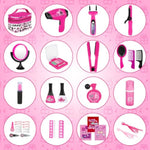 Kids Hairdressing Set Pretend Hair Styling Set For Girls, Toy Hairdressing Set With Hairdryer And Stylist Accessories, Vanity Bag Beauty Set Hairdresser Role Play Toys For Kids