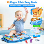 Busy Board Bible Busy Book For Toddlers, Montessori Toys 1 2 3 Year Old Toddler Baby, Noah'S Ark Toy Baptism Birthday Gifts For Boys Girls, Learning Educational Activity Book For Travel Airplane