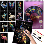 Adult Rainbow Scratch Painting Art Set for Animal Lovers, 10PCS A4 Size Scratch Art Book with Tools