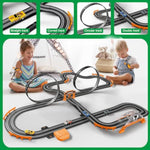 Slot Car Race Track For Kids With 4 Slot Cars, Dual Racing Electric Car Tracks Game Featuring Flash Bridge And Pendulum Toys Gifts For Boys Girls Age 6 7 8 Years Old