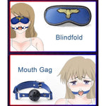 Bdsm Set 8 Pcs Restraint Kits Including Adjustable Leather Handcuffs Collar Ankle Cuff Blindfold Tickler Sex Toys For Men Women And Couples Role Play (Blue)