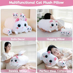 Cat Plush Stuffed Animals With 4 Kitties Plushies,16" Soft Jumbo Pillow Gifts For Kids Him Her Girlfriend Boyfriend