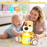 Stuffed Dog Musical Toys For Baby 6-12 Months+, Early Learning Light Up Music Drum, Perfect Christmas Birthday Gifts For Boy & Girl Age 1, 2 Years Old