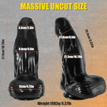 3.5'' Diameter Realistic Black Uncut Dildo With Balls,10 Inch Big Thick Foreskin Dildo With Suction Cup For Hands-Free Play,Xxl Girthy Dildos Large Anal Dildos Sex Toy For Men And Women