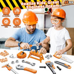 Kids Tool Set 46 Pcs, Christmas Birthday Gifts For Kids Ages 3,4,5,6,7,8, Toddler Tool Set With Portable Tool Box & Electronic Toy Drill, Construction Toys Tools For Toddlers, Tool Kits For Boys Girls
