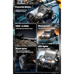 Amphibious Remote Control Car Waterproof Monster Rc Cars 4Wd All Terrain Off-Road Stunt Vehicle Toys With 2.4 Ghz Led Lights For 6 7 8 9 10 11 12+ Year Old Kids Boys Girls Gifts Presents (Black)