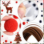 740 Pcs Christmas Reindeer Pipe Cleaner Craft Set with Pom Poms & Wiggle Eyes