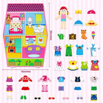 Dress Up House Felt Board 35Pcs Double-Sided Foldable Dress Up Teaching Girls Toy Preschool Crafts Storytelling Early Learning Interactive Play Kit For Toddlers Kids