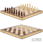 15'' Magnetic Wooden Chess & Checkers Game Set -2 Extra Queens -24 Cherkers Pieces - Chessmen Storage Slots, Beginner Chess Set For Kids And Adults, Classic 2 In 1 Board Games