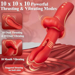 Thrusting Vibrator Sex Toys For Women - Adult Toys G Spot Vibrators With 10 Thrusting 10 Vibrating 10 Clitoral Vibration, Female Nipple Stimulator Double Dildo Rabbit Adult Sex Toys & Games For Couple