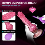 Ovipositor Monster Dildo With 5Eggs, 9Inch Knotted Pink Silicone Dildos Inflatable Pneumatic Pump Dog Dildo Oopod Sex Toys For Women Men Anal Play