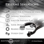 Japanese Clover Nipple Clamps With Chain - Adjustable Metal Clamp Set For Nipples, Textured Rubber Padded Tips - Clip On Design For Women Men Couples - Set Of 2, Black