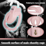 Flat Chastity Cage Male Pink With 3 Active Rings 3D Resin Chastity Lock For Men Breathable Hollow Cock Cage Bdsm Sex Toy For Mens Penis Bondage (Butterfly)