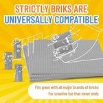 Strictly Briks Baseplate Set - Compatible with Lego, 10 x 10 in 4 Baseplates with 30 Stackers, Stackable Baseplates Buildbing Toy Blocks Custom Display Towers, Kids, Light Grey