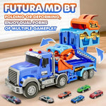 Truck Car Toys For 3, 4, 5, 6, 7, 8 Years Old Kids, Carrier Truck Race Track Toys, Foldable Transport Car Toys With Foldable Race Tracks And 6 Metal Cars, Birthday Gifts For Toddler Boys Girls (Blue)