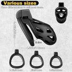 Chastity Cage Male Chastity Device,3D Printed Lightweight Cock Cage Male Chastity Cage With 3 Sizes Rings Invisible Lock Key, Penis Cage Bondage Gear & Accessories For Abstinence And Exercise Black