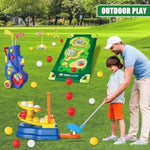 Toddler Golf Clubs Set For Ages 3 4 5 6 7 Years Old, 2 In 1 Kids Golf Clubs Toy With Golf Cart, Ball Launcher, 20 Balls, Golf Board, Putting Mat - Indoor Outdoor Mini Golf Set Sport Toys