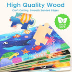 Puzzles For Kids Ages 4-6, 6 Pack 24 Piece Large Wooden Jigsaw Puzzles For Toddlers Ages 3-5, Preschool Learning Educational Toys For Boys Girls, 11.25" X 8"