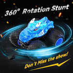 Remote Control Car, 2.4Ghz Monster Trucks Toys With Light Spray, Birthday Gift For Kids 3 4 5 6 7 8, All Terrain Rc Cars, Toddler Toys For Boys Girls 3+ Year Old (Dinosaur-Blue)