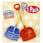 28" Heavy Duty Wooden Snow Shovels With Plastic Scoop & Handle For Kids - 2 Pack (Red & Blue Swirl)