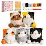 Beginner-Friendly Crochet Kit for Feline Amigurumi Lovers, 5 Cat Crochet Patterns Included
