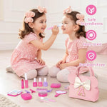 Pretend Makeup Kit For Toddlers Kids- 21Pcs Make Up Toys With Initial Toddler Purse - Birthday Gifts For 3 4 5 Years Old Girls Vanity Set Christmas Birthday Gift Pink M