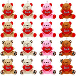 16 Pcs Heart Bears 3.5 Inch Mini Plush Bear Toy With I Love You Heart Stuffed Animals For Valentine'S Gift Keychain Wedding Birthday Party
