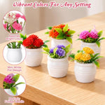 10Pcs Miniature Flowers, 1:12 Scale Mini Artificial Potted Plants, Multicolor, Plastic, 30g, 10 PCS