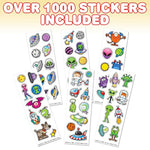 1000+ Alien Stickers, 100 Sheets Space-Themed Party Favors & Craft Supplies