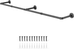 Clothes Rack, 65.7" Industrial Pipe Clothing Rack for Hanging Clothes, Wall Mounted Heavy Duty Space Saving Garment Rack for Closet Storage, Black, 3 Base