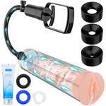 Penis Pump Sex Toys For Men,9 Pcs Vacuum Pene Enlargement Male Sex Toys Kit,For Men Stronger Lasting Bigger Erections With Masturbators Cup & 3 Suction Sleeves & 3 Cock Rings & Lubricantaround