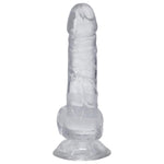 Dick In A Bag - 6 Inch - Suction Cup Base, Total Length: 6 In. (15.2 Cm), Insertable Length: 5.25 In. (13.3 Cm), Width/Diameter: 1.25 In. (3.2 Cm), Crystal Clear Tpe