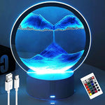 3D Moving Sand Art Lamp with Remote, 360° Rotating RGB Quicksand Night Light