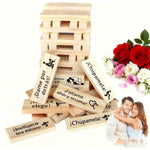 Lust Tower,48 Pcs Couple Game Blocks, Wooden Valentine Tumbling Tower Stacking Blocks, Fun Date Night Activities,Adults Date Night Anniversary Party Game - 1 Set