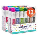 24 Count Washable Dot Markers for Toddlers, 12 Colors, Non-Toxic Art Set