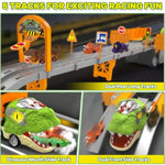 Dinosaur Carrier Truck Race Track Toys For Kids 3-5, Large Toy Cars Track Set With 8 Small Dinosaur Cars, T-Rex Transport Carrier, Christmas Birthday Gifts For 3 4 5 6 7 Year Old Toddler Boys Girls