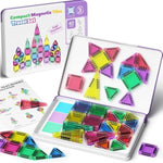 Mini Magnetic Tiles, 40Pcs Magnetic Building Blocks With Iron Box, Magnet Toys Travel Size On-The-Go Construction Set Stem Travel Toys For Boys And Girls Ages 3+